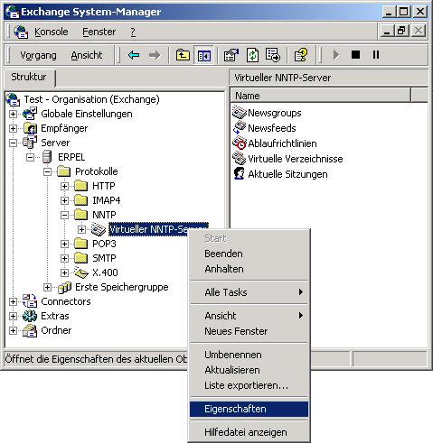 Virtual NNTP server - Settings