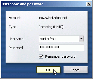 Enter username and password