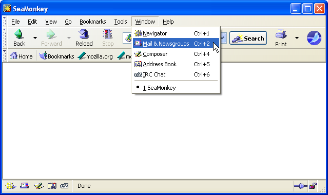 Menu: Window - Mail & Newsgroups